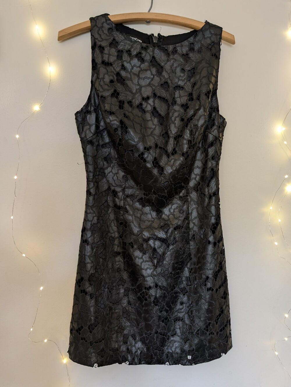bebe Black Floral Lace Mini Dress - Picture 9 of 9